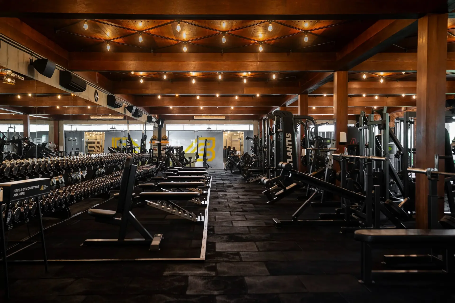 Indoor weight training area at Body Factory Bali